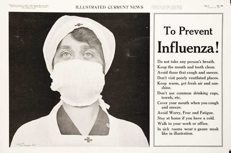 An ad from 1918 for preventing influenza